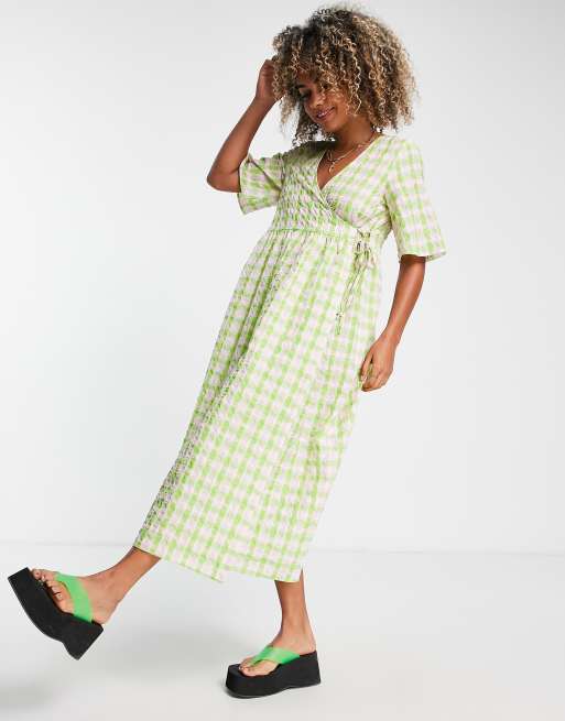 Urban outfitters store gingham wrap dress