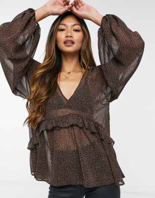 leopard smock top