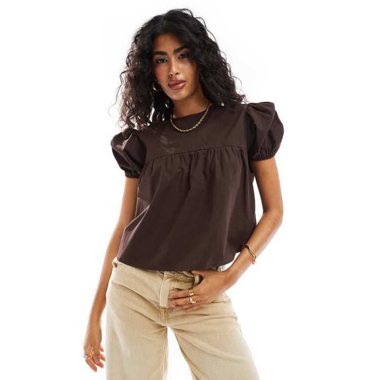 トップス deres half sleeve blouse chocolate Bridget / half sleeve blouse(sugar/sesame/chocolate) – deres