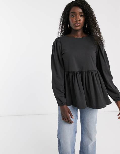 ASOS DESIGN smock with blouson long sleeve and tie back