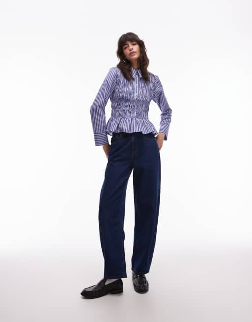 ASOS DESIGN smocked placket shirt in stripes, 4 of 4