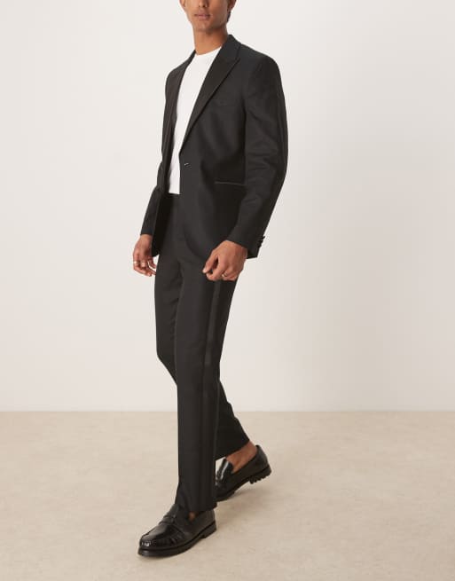 ASOS DESIGN - Smoking ajusté en lin mélangé - Noir