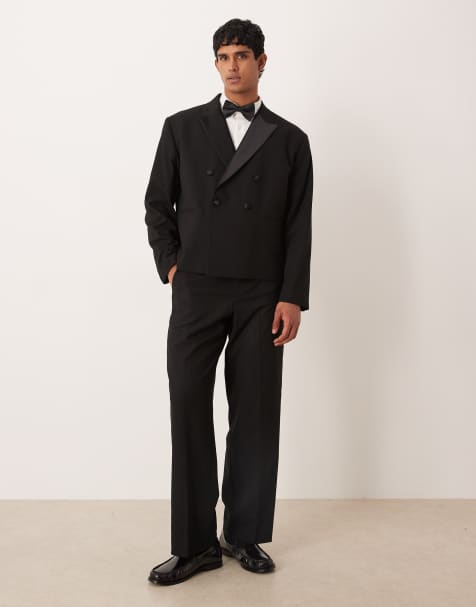 ASOS DESIGN – Smoking-Hose in Schwarz mit weitem Bein - view 1