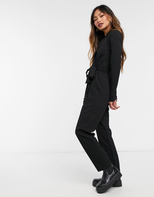 ASOS DESIGN - Smoking-jumpsuit med lange ærmer i sort crepe, 4 af 4
