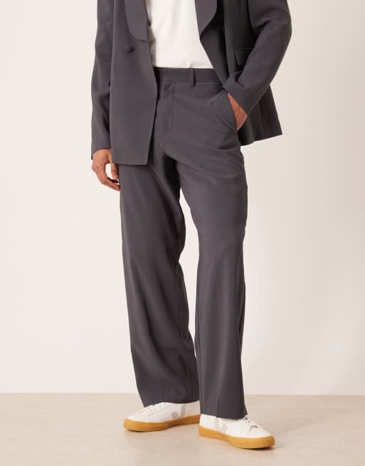 ASOS DESIGN - Double breasted smoking met normale pasvorm en overslag in antracietgrijs, 2 van 3