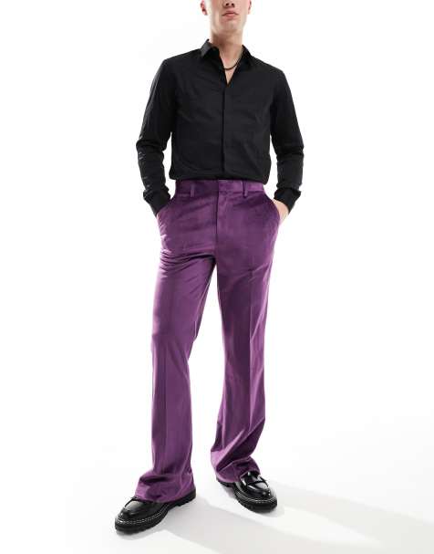 ASOS DESIGN - Smokingbukser i lilla velour med svaj - view 1