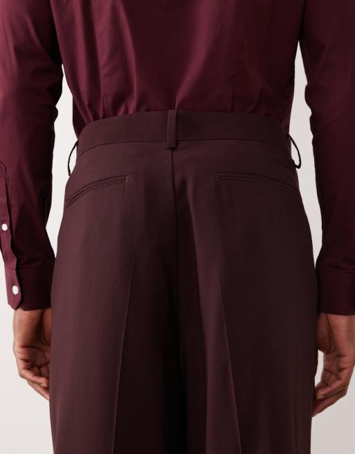 ASOS DESIGN – Smokinghose in Burgunderrot mit weitem Bein, 5 von 5