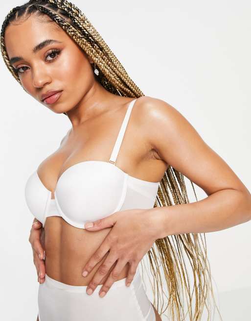 ASOS DESIGN Fuller Bust smoothing balcony bra with detachable straps in  white