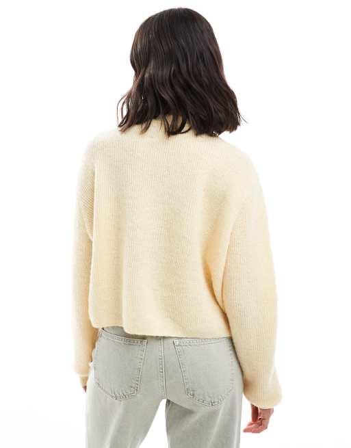ASOS DESIGN – Smörgul, löst stickad kofta med v-ringning, 4 av 4