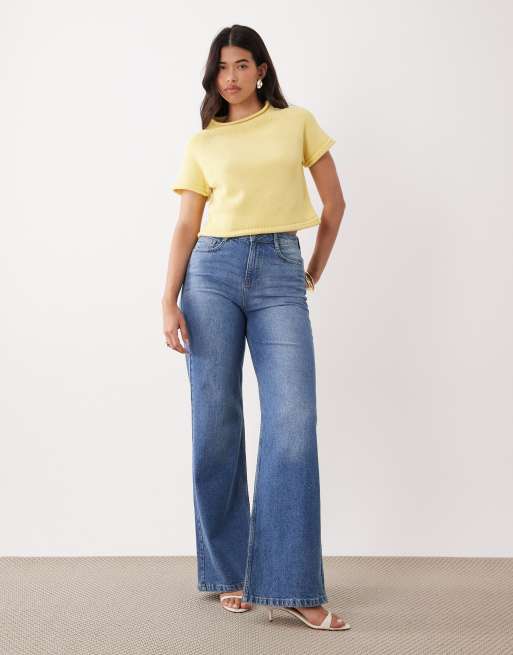 ASOS DESIGN – Smörgul, stickad t-shirt med båtringning, 3 av 4