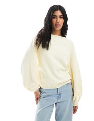ASOS DESIGN – Smörgul tröja i oversize med ballongärmar - view 1