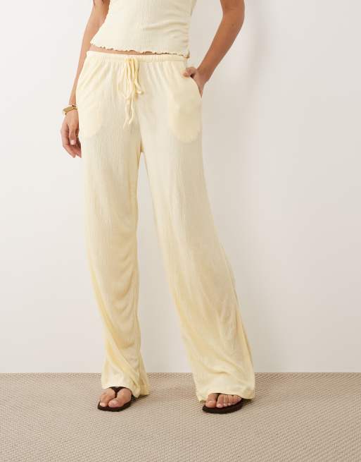 ASOS DESIGN – Smörgula, krinklade byxor med vida ben och dragsko, del av set, 2 av 5
