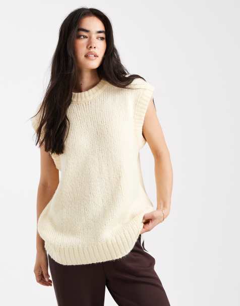 ASOS DESIGN – Smörgult, stickat linne i oversize - view 1