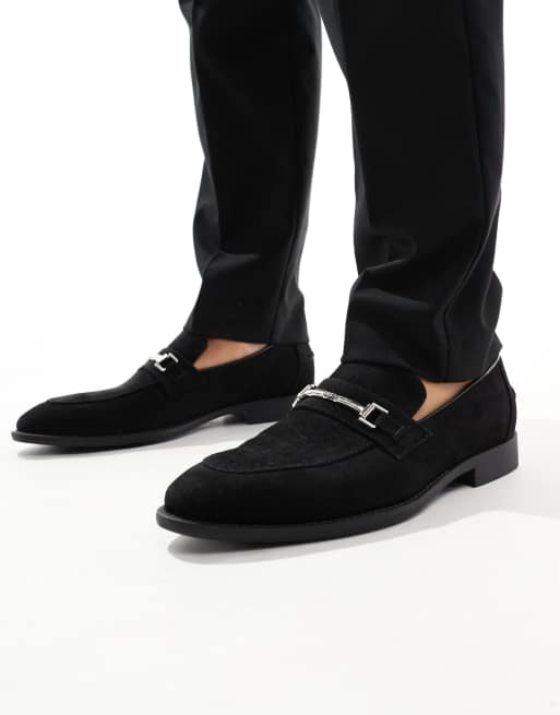 ASOS DESIGN snaffle detail loafers in black 
