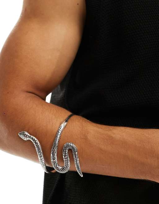 Silver Snake Wrist Cuff Bracelet Serpent Arm Cuff Snake Jewelry