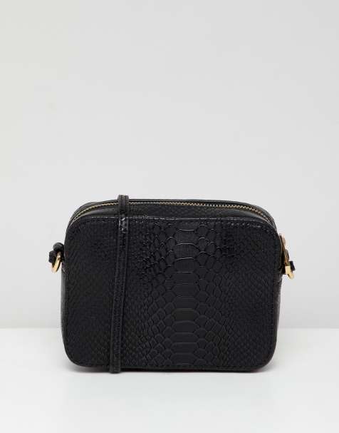 ASOS DESIGN snake effect cross body camera bag