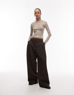 Asos Design Snake Gauzy Mesh Second Skin Top In Animal Print