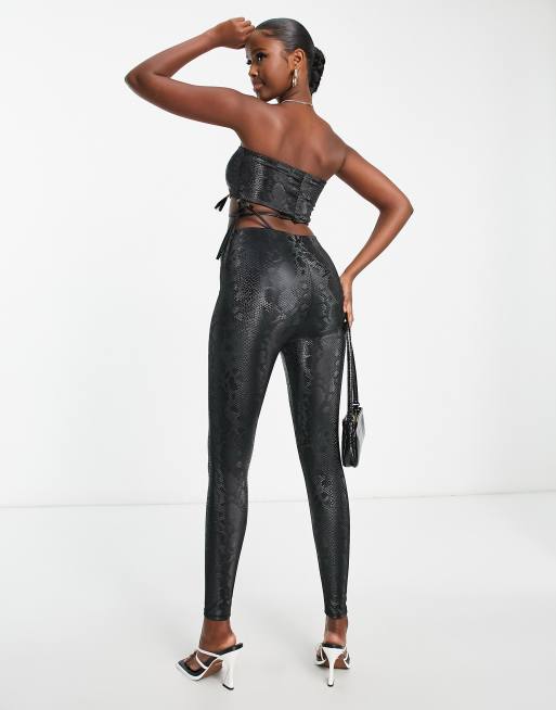 ASOS DESIGN leather look leggings in black