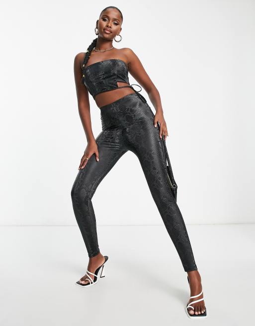 ASOS Leather Look Panelled Leggings with Biker Detail