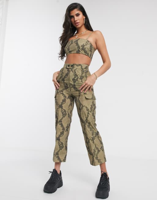 ASOS DESIGN snake print crop top co ord