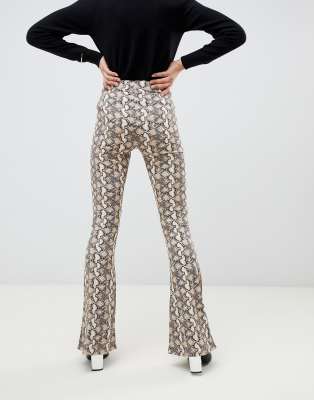 snake print flare trousers