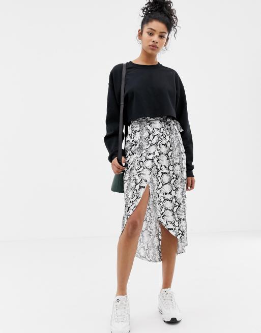 Asos printed midi skirt sale