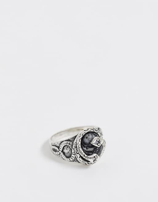 ASOS DESIGN snake ring with semi precious stone ASOS