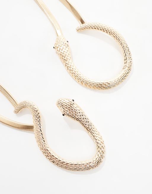 ASOS DESIGN snake stretch chain waist and hip belt in gold ASOS