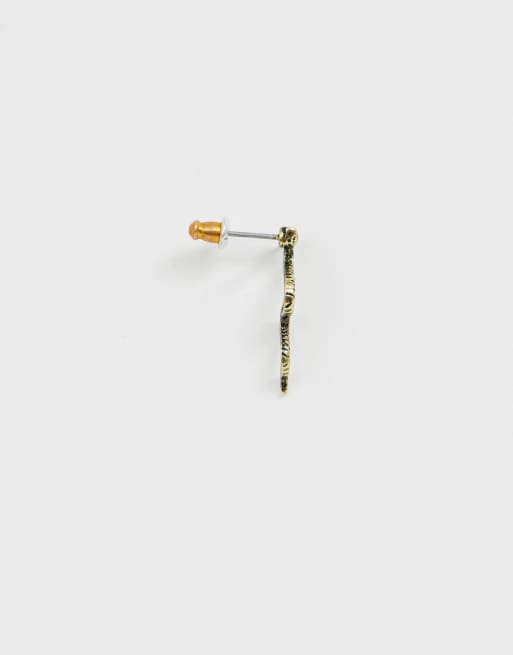 ASOS DESIGN snake stud earrings in gold tone, 2 of 4