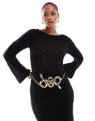Asos Design Snake Twist Chain Belt In Gold