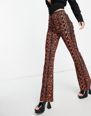 flared trousers snake print