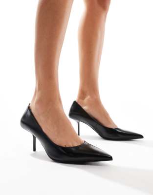 ASOS DESIGN - Snatched - Spitze Pumps in Schwarz mit mittelhohem Absatz