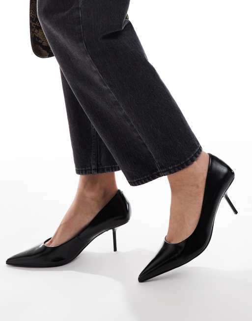 ASOS DESIGN Snatched Spitze Pumps in Schwarz mit mittelhohem Absatz