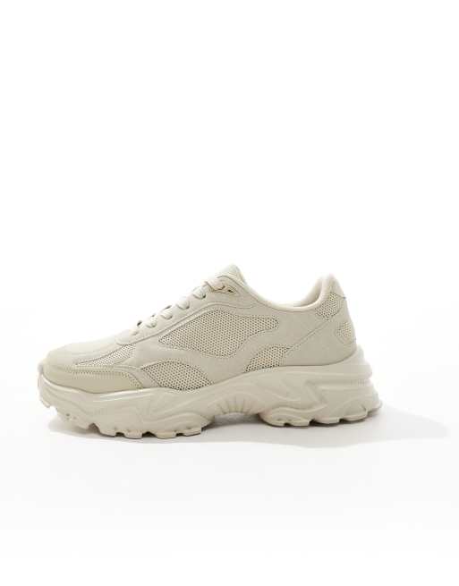 ASOS DESIGN Sneaker in Beige mit Netzstoff Einsatzen