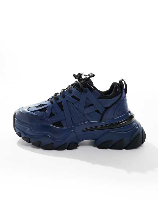 ASOS DESIGN – Sneaker in Blau mit dicker Sohle ASOS