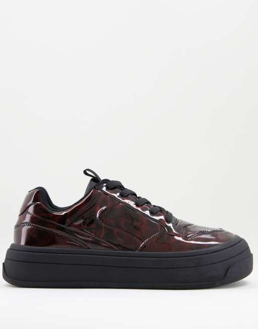 ASOS DESIGN – Sneaker in Ölschwarz mit dicker Sohle