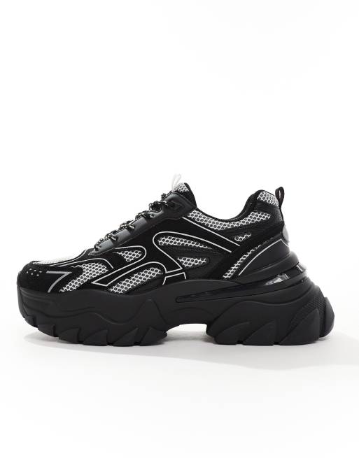 ASOS DESIGN Sneaker in Schwarz WeiB gemischt mit dicker Sohle