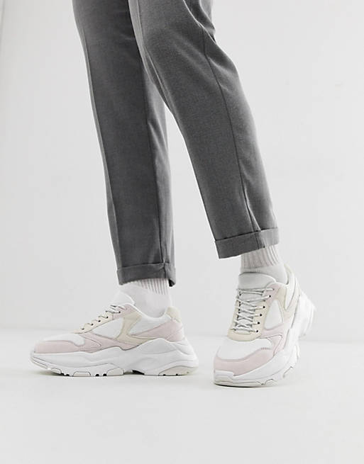 ASOS DESIGN – Sneaker mit dicker Sohle aus weißem Netzmaterial