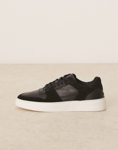 ASOS DESIGN – Sneaker zum Schnüren aus Wildleder in Schwarz mit Gummisohle in Weiß - view 1