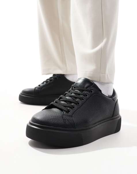 ASOS DESIGN – Sneaker zum Schnüren in Schwarz mit dicker Sohle - view 1