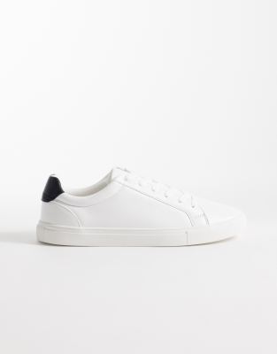 Sneaker zum Schnüren mit schwarzer Einkerbung an der Ferse-Weiß Weiß 43