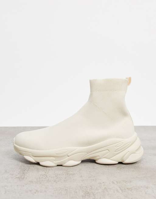 ASOS DESIGN - Sneakers a calza in maglia color pietra