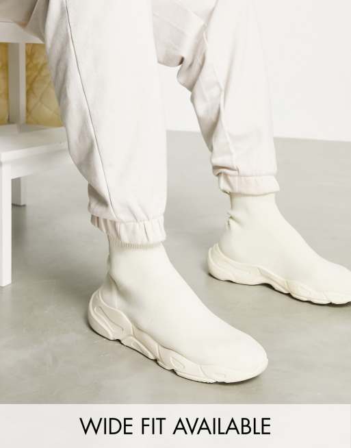 ASOS DESIGN - Sneakers a calza in maglia color pietra