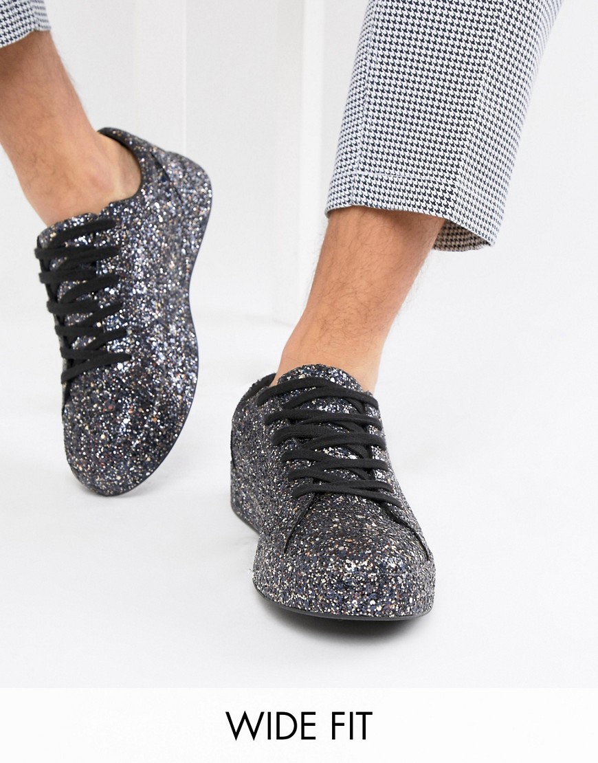 ASOS DESIGN - Sneakers a fondo ampio nero glitter