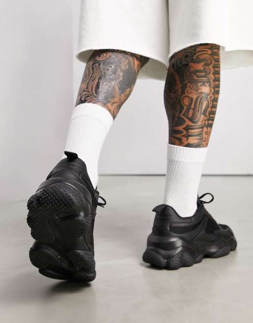ASOS DESIGN Sneakers a rete nere con suola spessa
