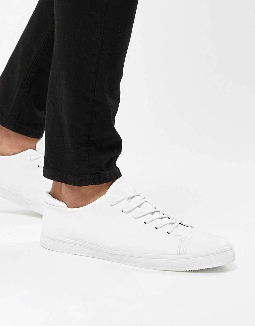 ASOS DESIGN - Sneakers bianche con punta-Bianco