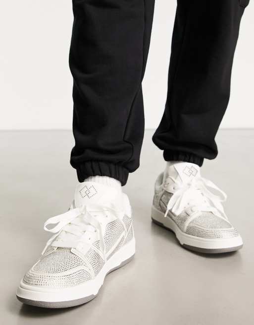 ASOS DESIGN - Sneakers bianche con strass, 4 di 4