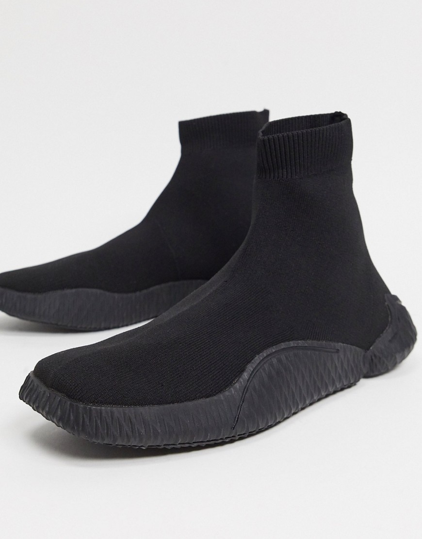 ASOS DESIGN – Sneakers i sockmodell med omlottsula-Svart