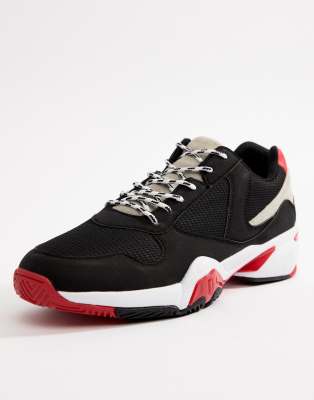 black and red chunky trainers
