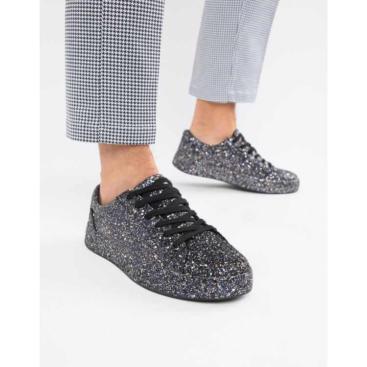 ASOS DESIGN Devoted chunky sneakers in black sequin